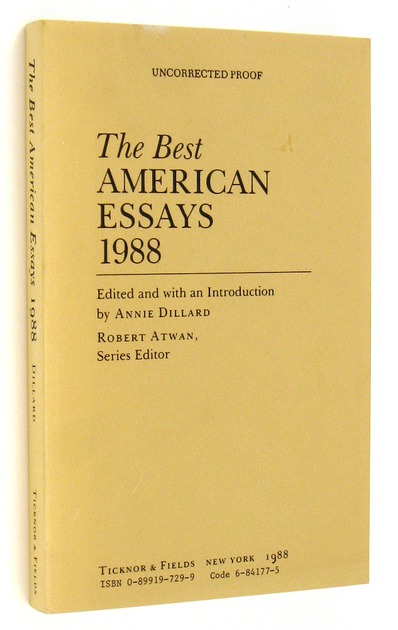 (DILLARD, Annie), - The Best American Essays 1988.