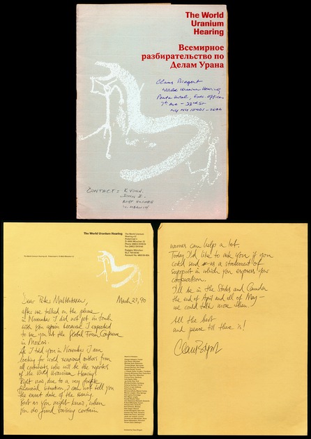 BIEGERT, Claus, - The World Uranium Hearing and Autograph Letter Signed.