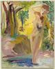 click for a larger image of item #34037, Nude Woman Wading In Stream