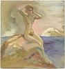 click for a larger image of item #34048, Nude Sitting On Rock At Water's Edge