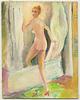 click for a larger image of item #34058, Nude Woman Stepping Into Bathtub
