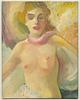 click for a larger image of item #34077, Nude Woman: Pink Drape At Neck