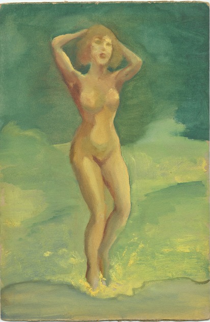 CUMMINGS, E.E., - Nude On Green Background.