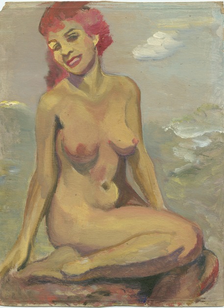 CUMMINGS, E.E., - Seated Red-Haired Nude.