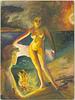 click for a larger image of item #34167, Nude Woman Standing By Fire, Male Facing Her