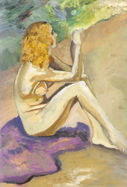 CUMMINGS, E.E., - Nude Seated On Sand.