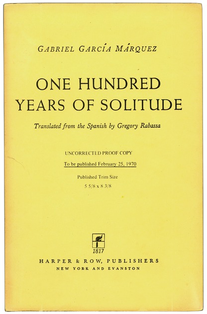 one hundred years of solitude by gabriel garcía